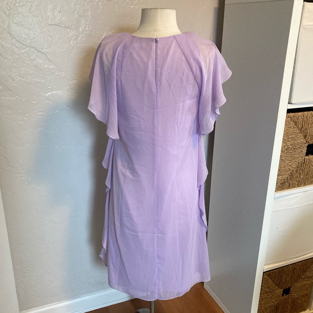NEW!  Lauren Ralph Lauren Ruffled Olokun crepe Dress in ‘violet’ - Picture 8 of 13